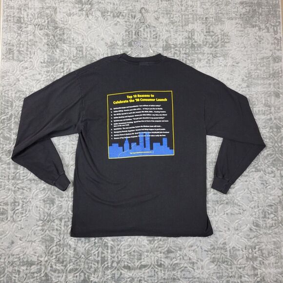 Vintage Quicken '98 T-Shirt Men's XL Black Long Sleeve Tech Dot Com Y2K USA - Picture 7 of 9